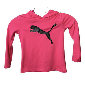 Puma Active Pullover Pink Girl’s Sweater Front Pocket Hooded Size 3/4 Toddler